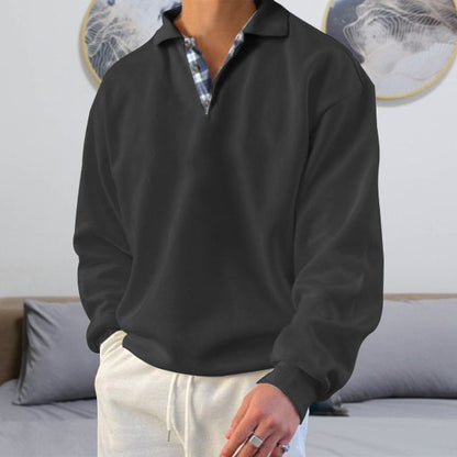 Bruno - Men's Long Sleeve Hooded Jumper with V-Neck