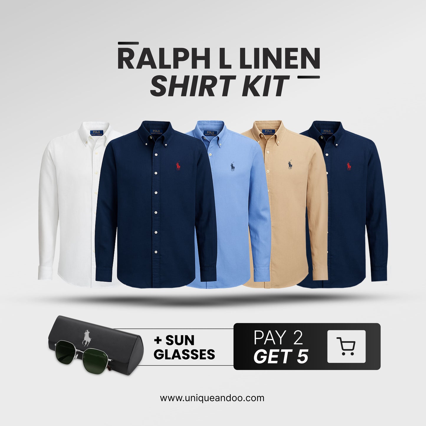 KIT RALPH L LINEN SHIRT [PAY 2 GET 5] + SUNGLASSES